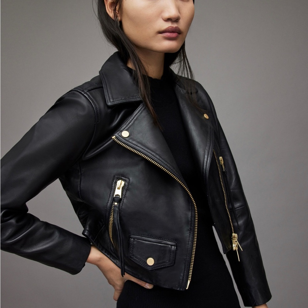 ALL SAINTS BIKER LEATHER JACKET size 8